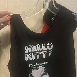Hello Kitty 50th Anniversary Black Tank Top crop top women’s size  XL